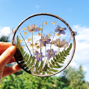 Pressed Flower Suncatcher: Stained Glass Herbarium Wall Art