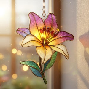 Taurus Birthday Gift – Lily Flower Resin & Acrylic Suncatcher