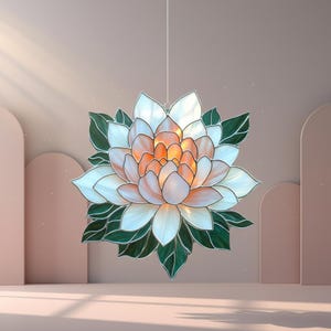 Vibrant Faux Stained Glass Lotus Resin Suncatcher, Acrylic Window Hanging Decor, Beautiful Floral Art Panel for Home, Garden & Gifting